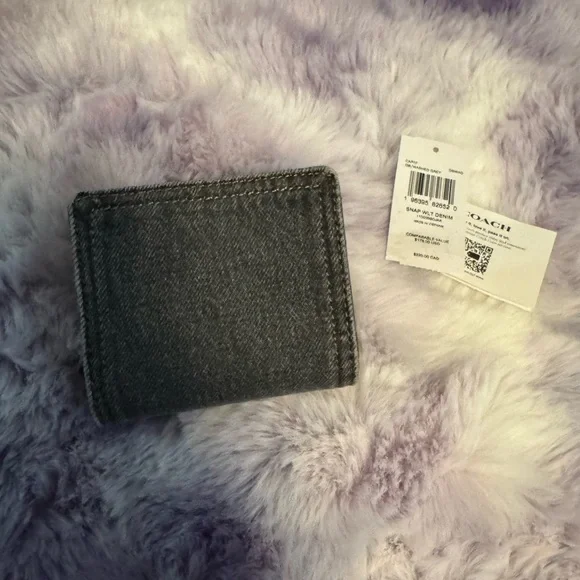 Coach Washed Grey Snap Denim Wallet NWT - Picture 6 of 6